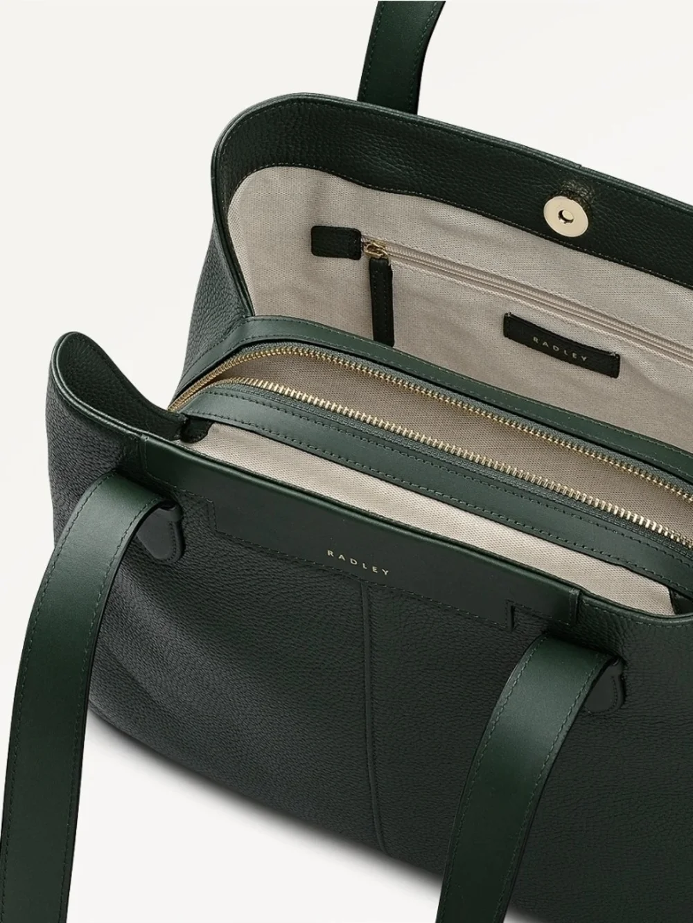 Dark Green Leather Tote Bag